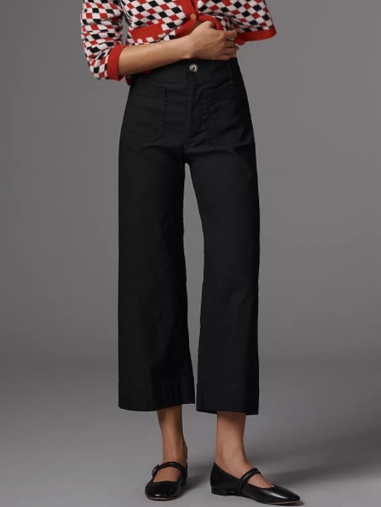 Maeve Pants - Anthropologie Maeve The Colette Black Wide Leg Crop Pants Sz 31